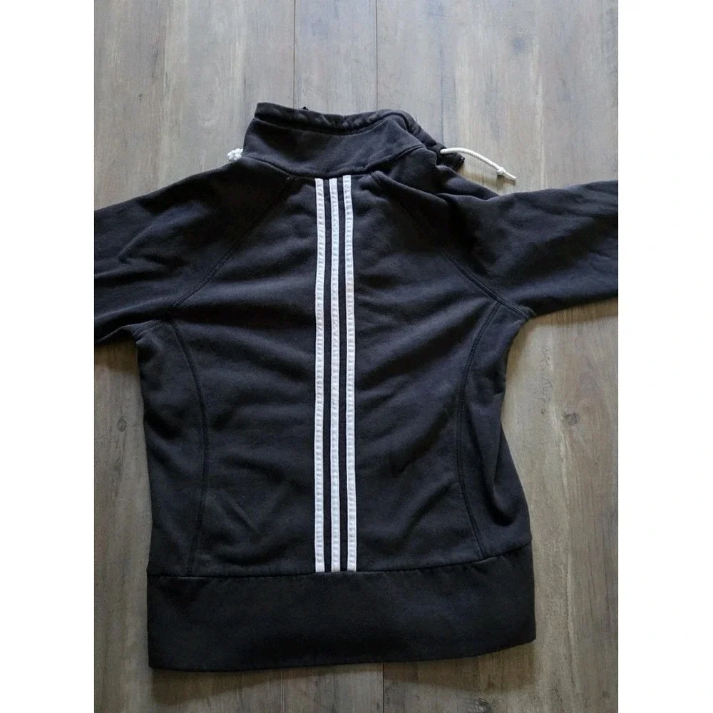 Adidas Vintage Black 3 Stripe Full Zip Jacket Youth Medium
